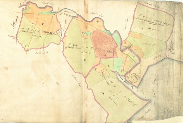 Quarterlands map, Crowe Survery 1767